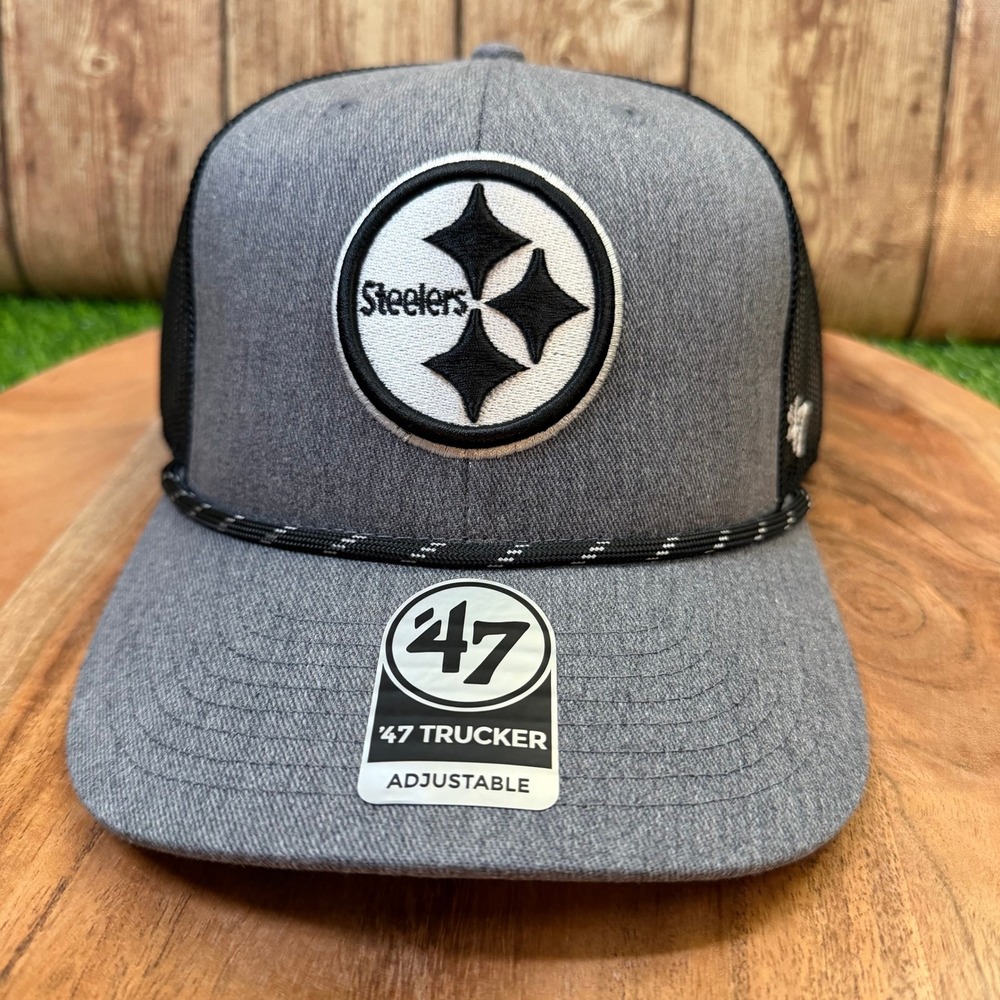 47 Brand Pittsburgh Steelers Hat Mens One Size Charcoal Gray Mesh Trucker Cap